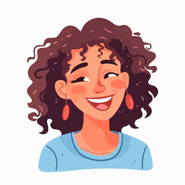 Vector a portrait and avatar of girl laughter and joy smile and calmness diversity of personage