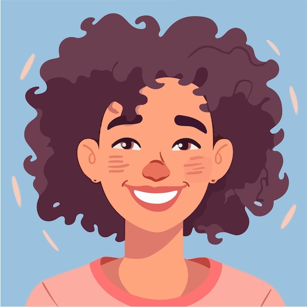 Vector a portrait and avatar of girl laughter and joy smile and calmness diversity of personage