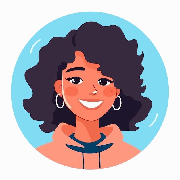 a portrait and avatar of girl laughter and joy smile and calmness diversity of personage
