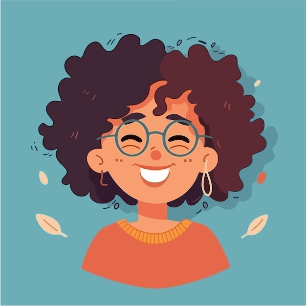 Vector a portrait and avatar of girl laughter and joy smile and calmness diversity of personage