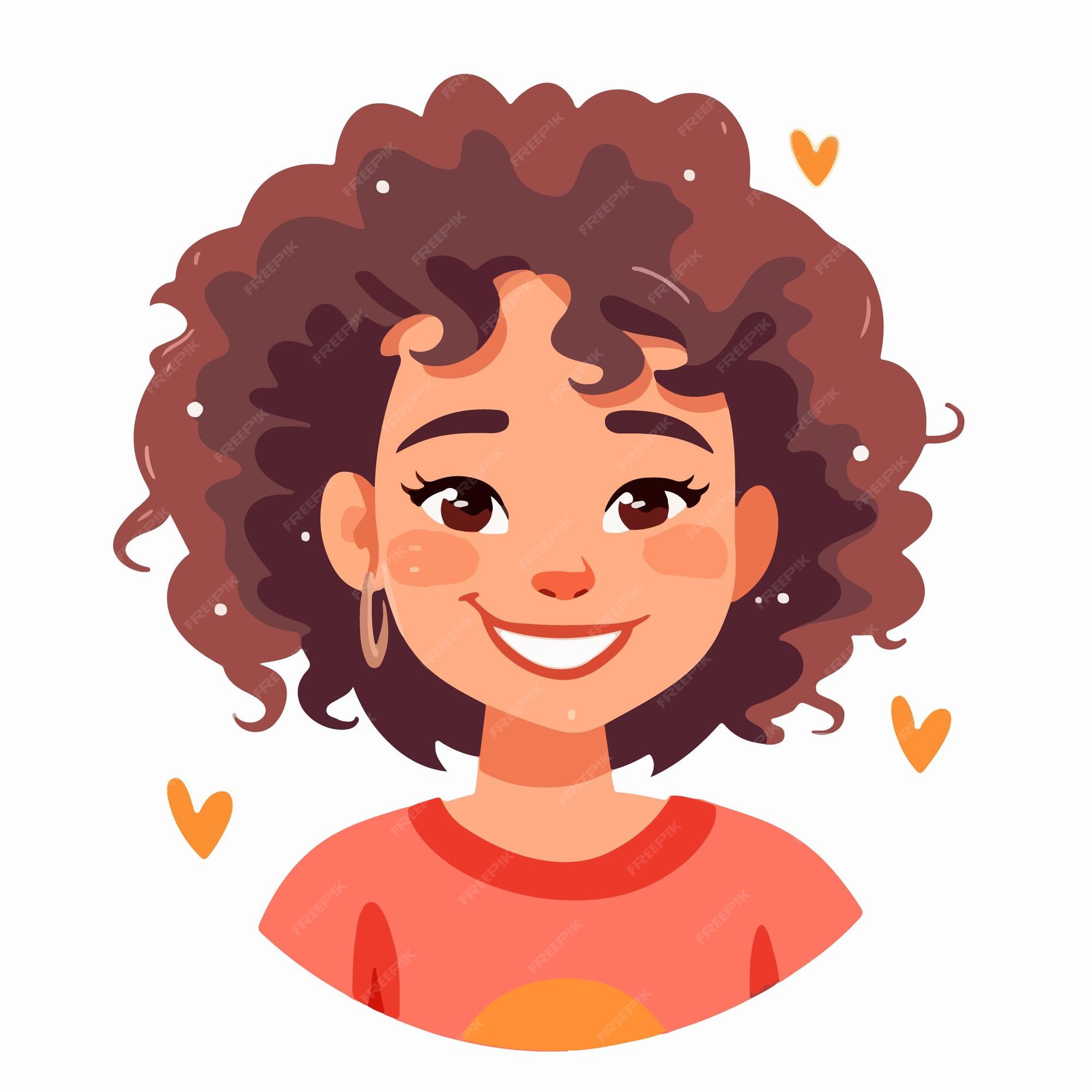 Premium Vector | A portrait and avatar of girl laughter and joy smile ...