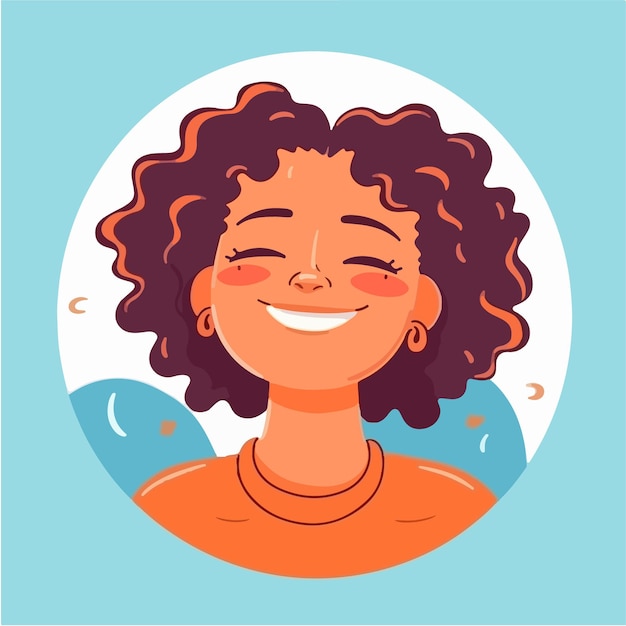 Vector a portrait and avatar of girl laughter and joy smile and calmness diversity of personage