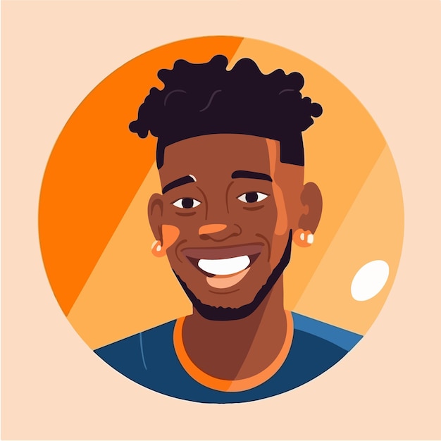 a portrait and avatar of male laughter and joy smile and calmness diversity of personage