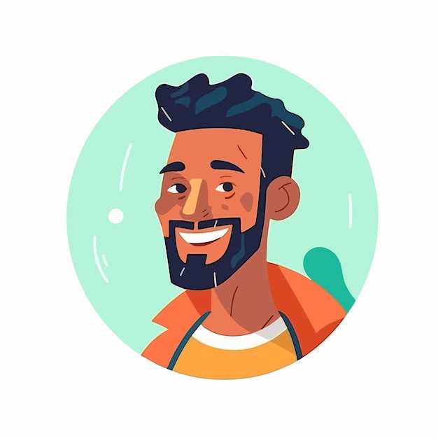 Vector a portrait and avatar of male laughter and joy smile and calmness diversity of personage