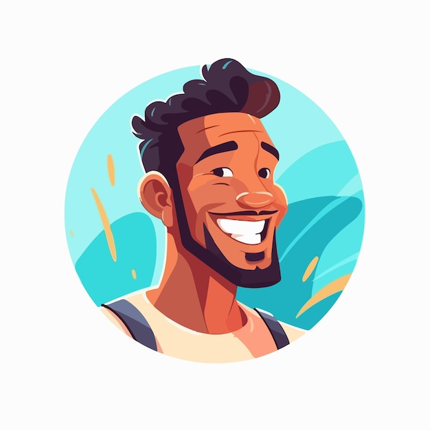 Vector a portrait and avatar of male laughter and joy smile and calmness diversity of personage