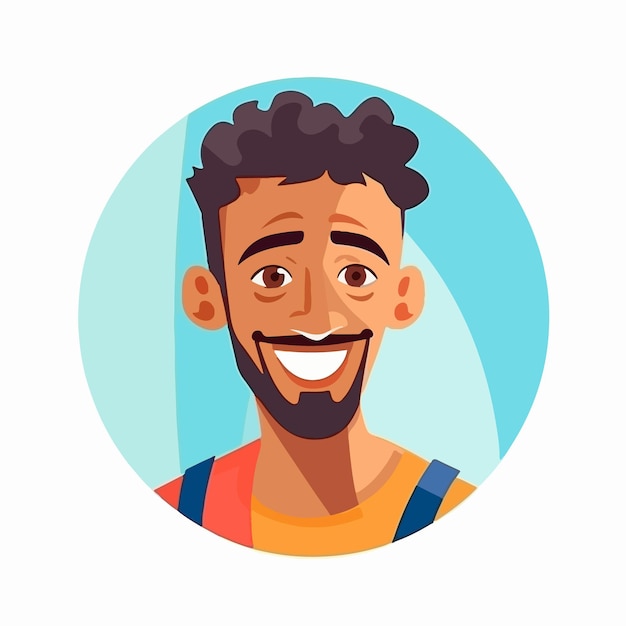 Vector a portrait and avatar of male laughter and joy smile and calmness diversity of personage