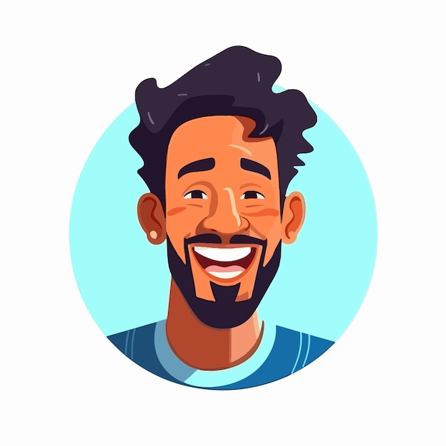 Vector a portrait and avatar of male laughter and joy smile and calmness diversity of personage