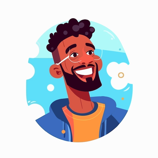 Vector a portrait and avatar of male laughter and joy smile and calmness diversity of personage