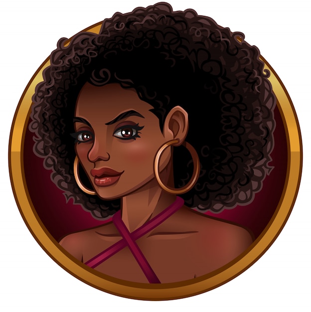 Vector portrait of beautiful african american girl