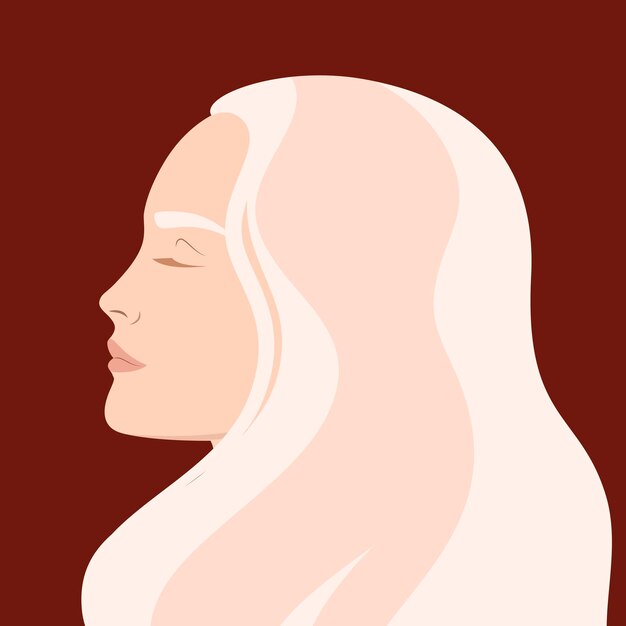 Portrait of a beautiful blonde woman. profile. vector illustration.