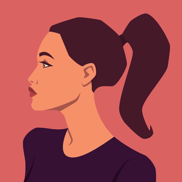 美しい黒人女性の肖像画 横から見た女性肖像画