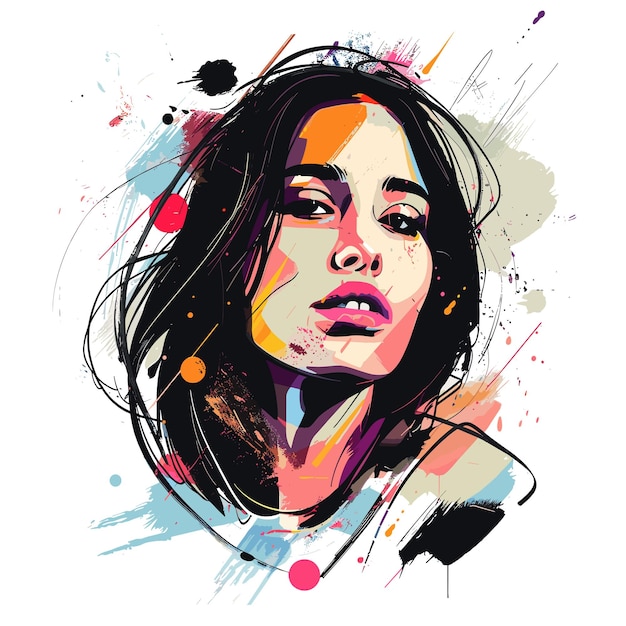 Portrait of a beautiful girl in a grunge style Vector illustration