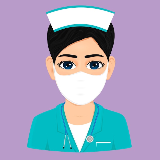 Vector portrait of beautiful and hardworking female nurse