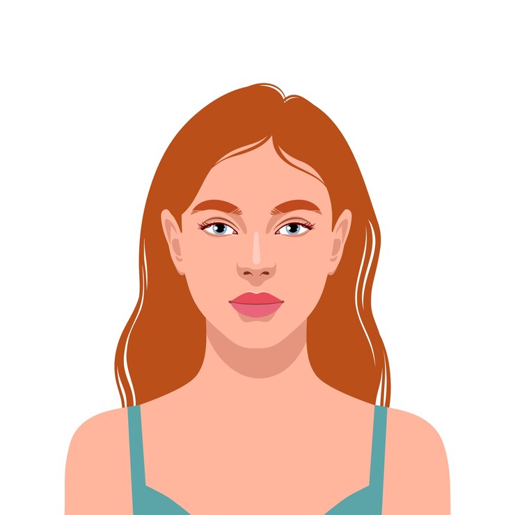Vector portrait of beautiful redhead woman isolated on white background