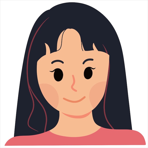 ピンクのハイライトの髪のイラストが美しい女性のポートレート