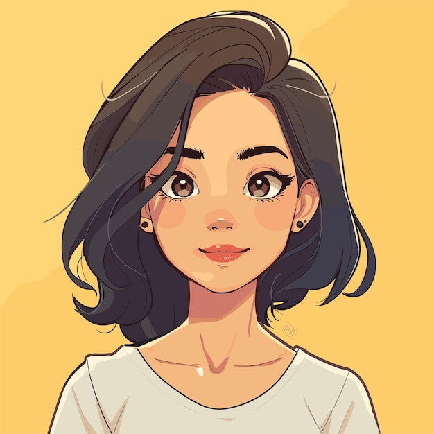 Vector portrait of a beautiful young woman vector illustration in cartoon style