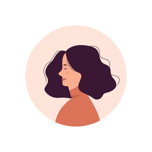 Портрет красивой молодой женщины Woman icon Женский аккаунт Векторная графика