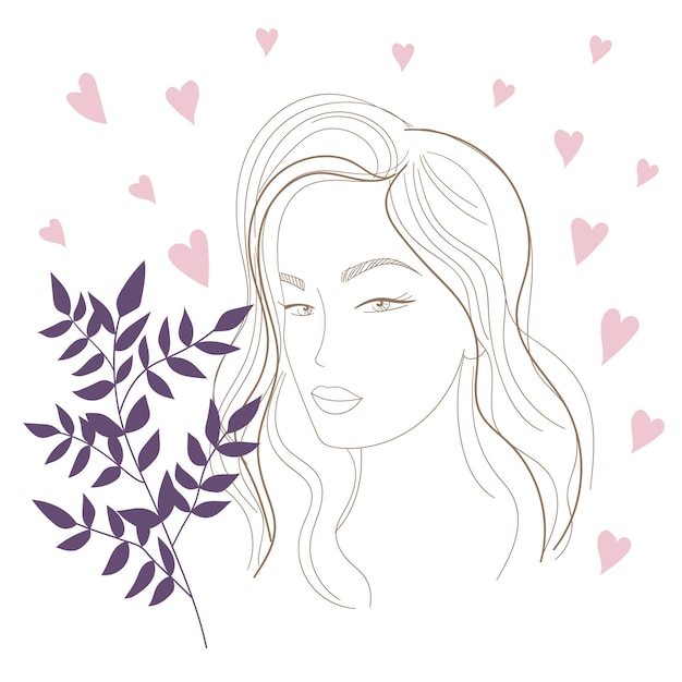 Vector portrait of a beautiful young woman