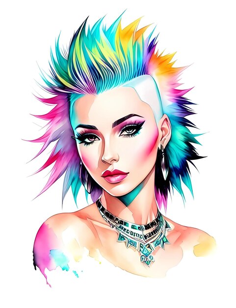 Vector portrait of beauty mohawk woman