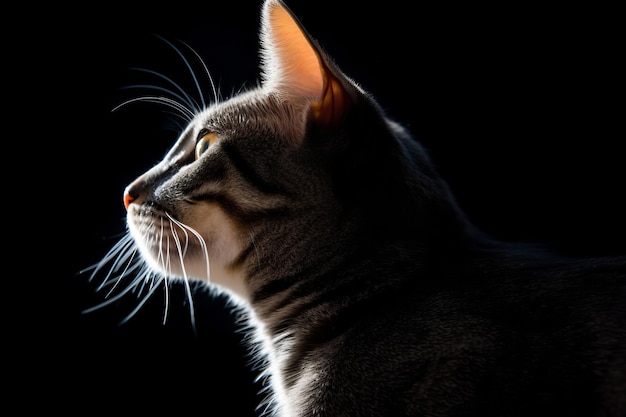 Vector portrait of a bengal cat on a black background