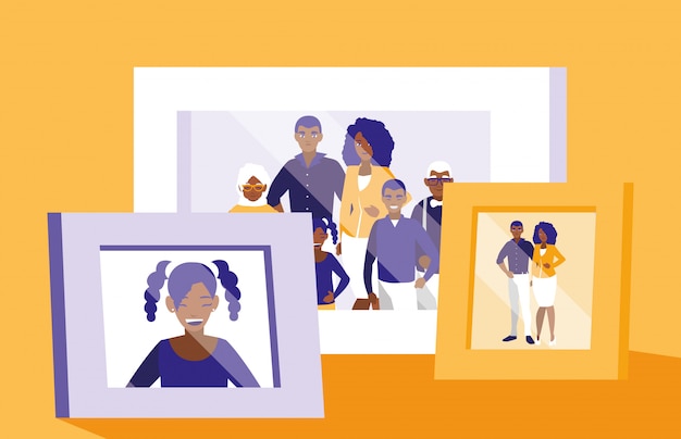 Vector portrait of black family picture