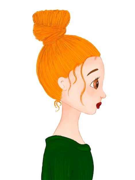 Vector portrait of cartoon girl with yellow hair with slices