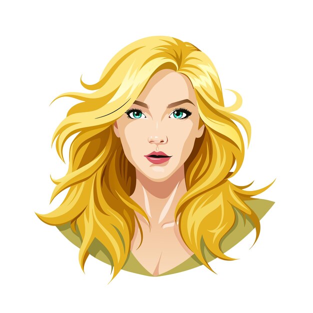 Vector portrait of casual blonde woman