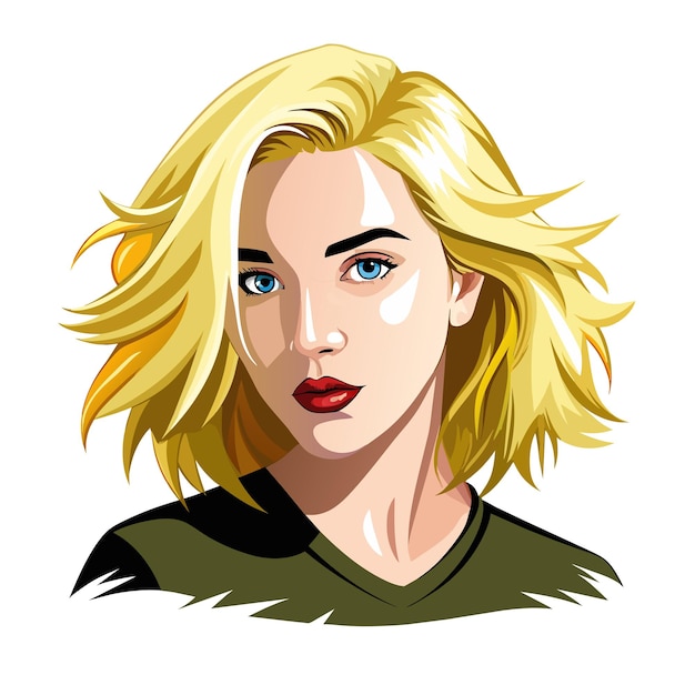 Vector portrait of casual blonde woman