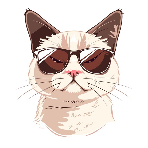 Vector portrait of a cat with sunglasses vector illustration on white background