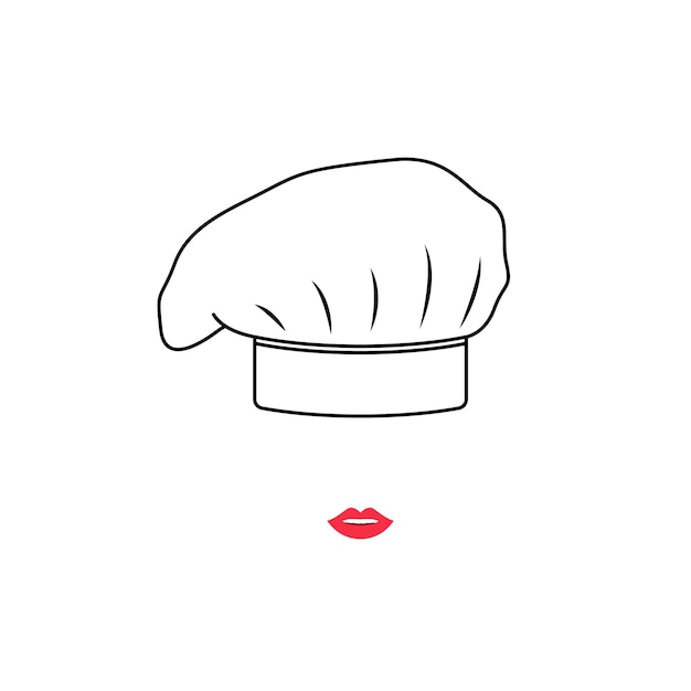 Vector portrait of cook woman in white hat