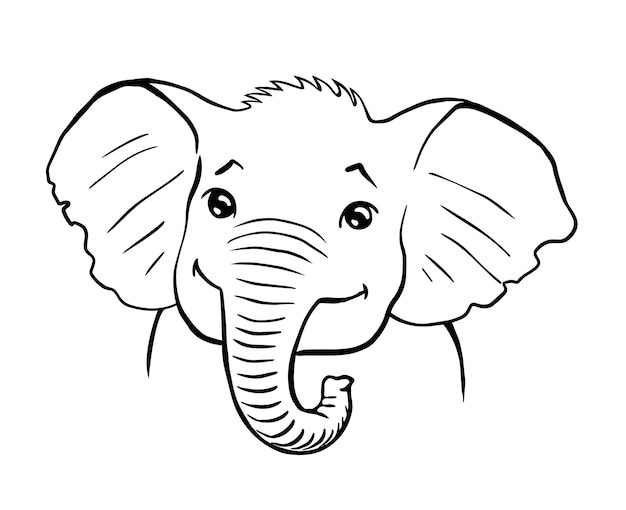 Vector portrait of a cute baby elephant