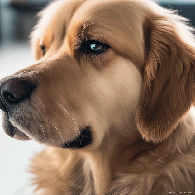 Vector portrait of cute dog petportrait of cute dog petportrait of golden retriever puppy dog close up