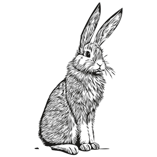 Vector portrait of a cute rabbit on a white background hare