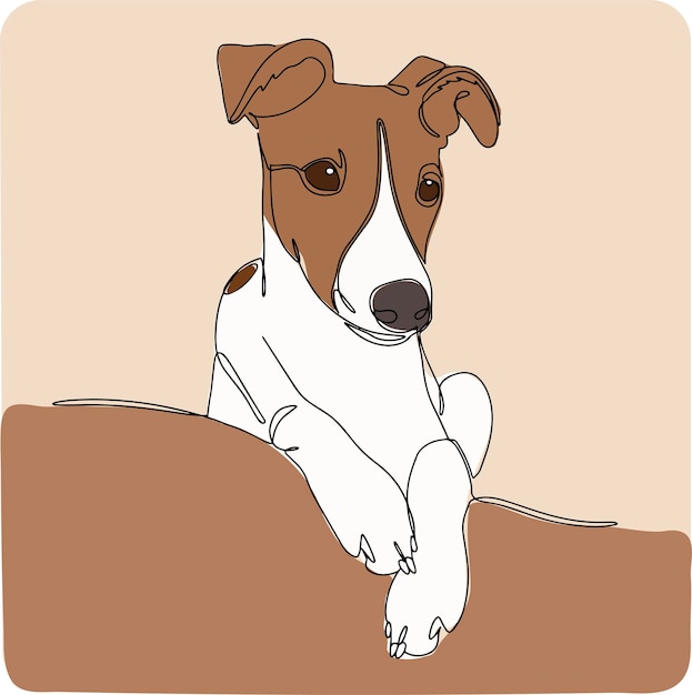 Portrait of a dog in one line whippet greyhound realistic silhouette outline