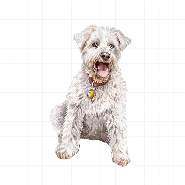 Vector portrait of a dog painted in watercolor on a white background