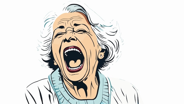 Portrait of an elderly woman screaming