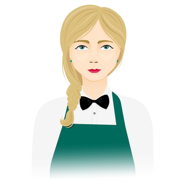 Vector portrait of a female waitress