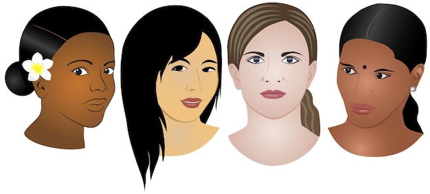 Vector portrait of four girls