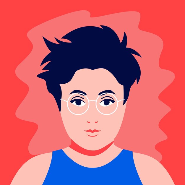 Portrait of girl flat illustration