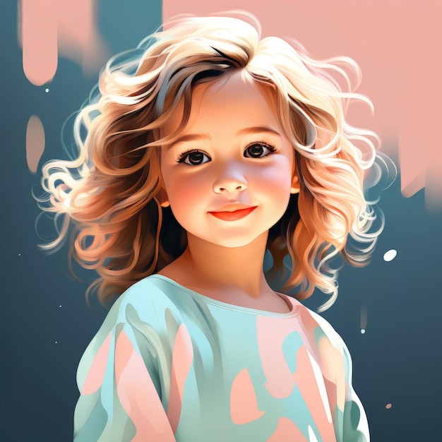 Vector portrait of a girl with blond hair vector illustration