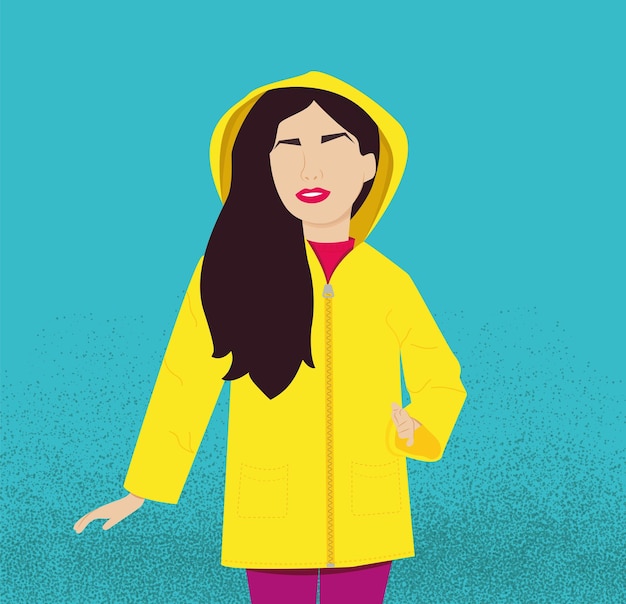 Vector portrait girl with raincoat