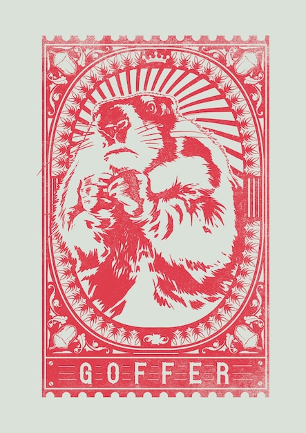 portrait of a goffer in a framed stamp
