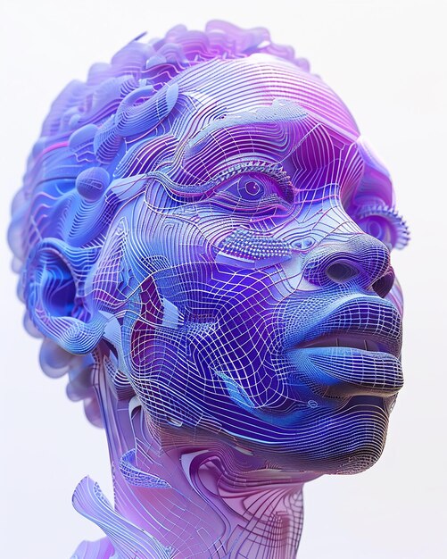 A Portrait of a Human Basemesh in normal Map colours