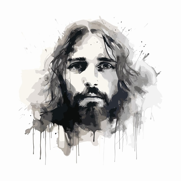 Portrait jesus watercolor hand painting