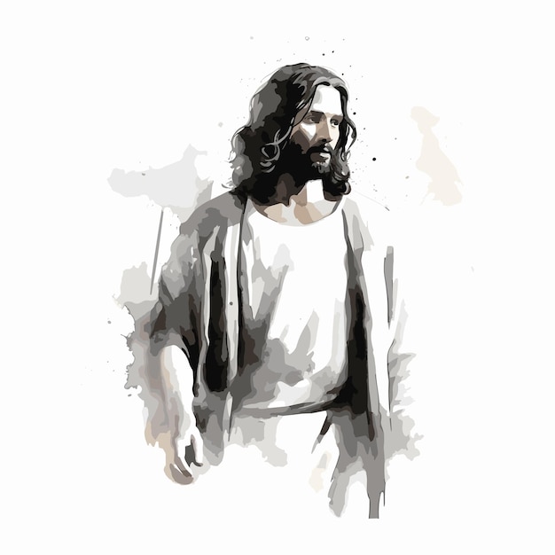 Portrait jesus watercolor hand painting