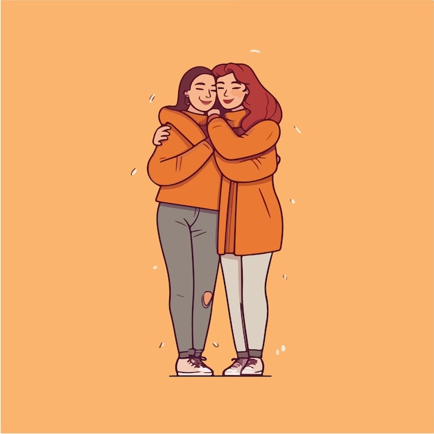 portrait of Lesbian Couple being loving and happy Two gay girls kissing Pride community concept