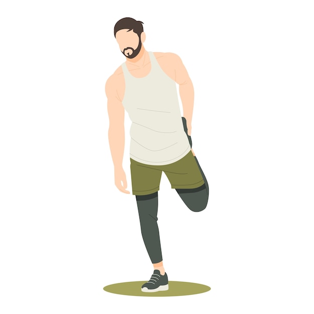 Vector portrait of man body stretching isolated illustration