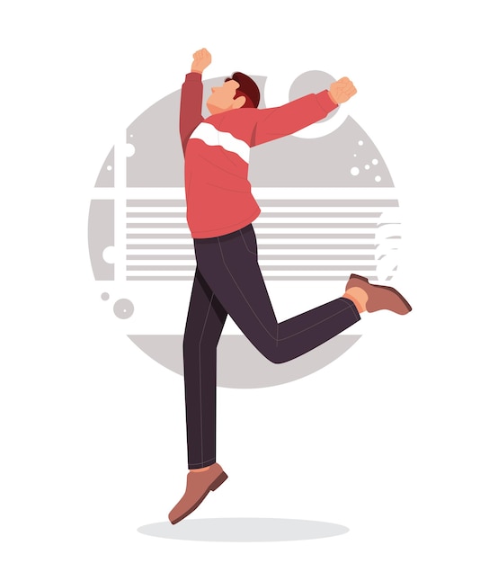 portrait of a man flying in flat design