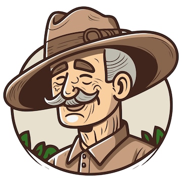 Premium Vector | Portrait of a man in a hat on a safari old man portrait Premium Vector | Portrait of a man in a hat on a safari old man portrait