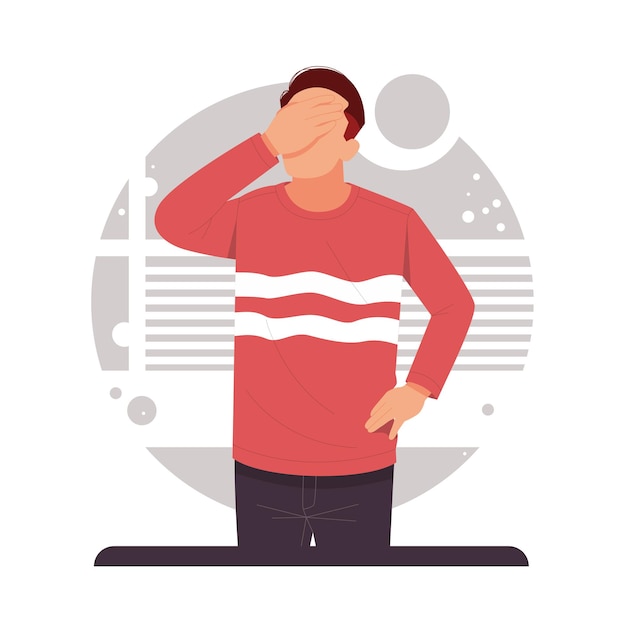 Vector portrait of a man stressed in flat design